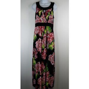 Elie McCarthy Black Floral Maxi Dress Size M
